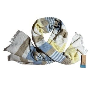 NWT Prana Flora Scarf Wool Blend Striped Scarf Fringe Beachy